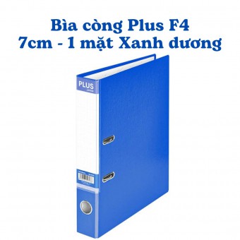 Bìa còng Plus F4 7cm 1 mặt si - xanh dương